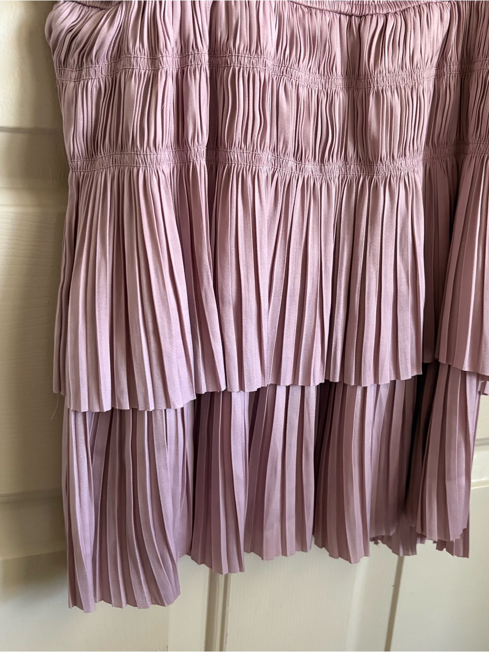 Anthropologie Drop Waist Pleated Mini Dress Blush Pink Coquette Romantic Large - Picture 3 of 6